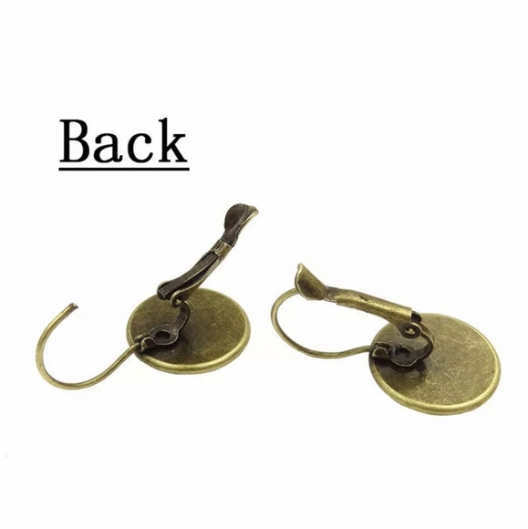 New Triple Goddesses Glass Cabochon Bronze Earrings. - Picture 4 of 4